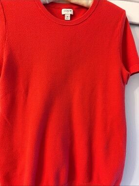 J. Crew Bright Red Textured Short Sleeve Sweater